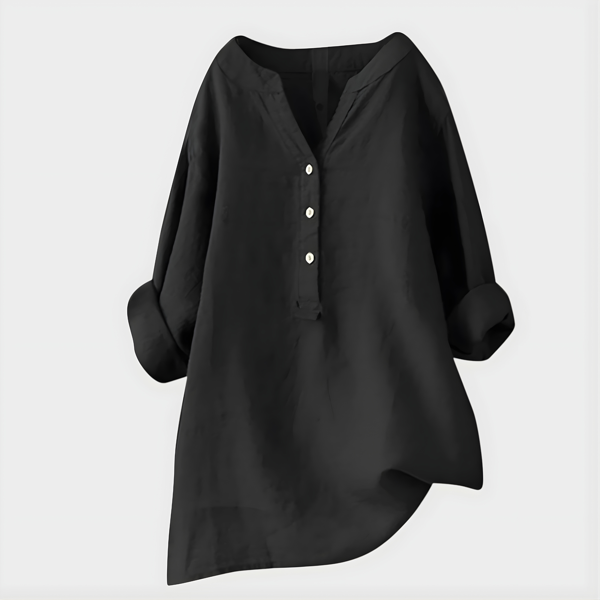 Veronique™ Elegant Cotton-Linen V-Neck Blouse