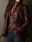 Vintage Burgundy Eco Leather Blazer
