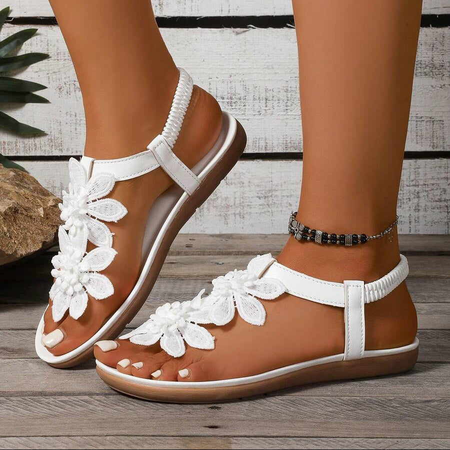 Fiorella Orthopaedic Sandals with Floral Applications