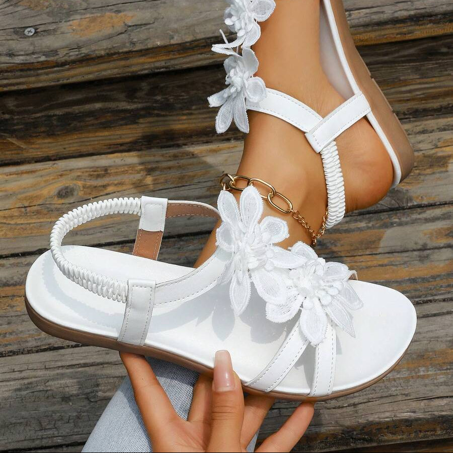 Fiorella Orthopaedic Sandals with Floral Applications