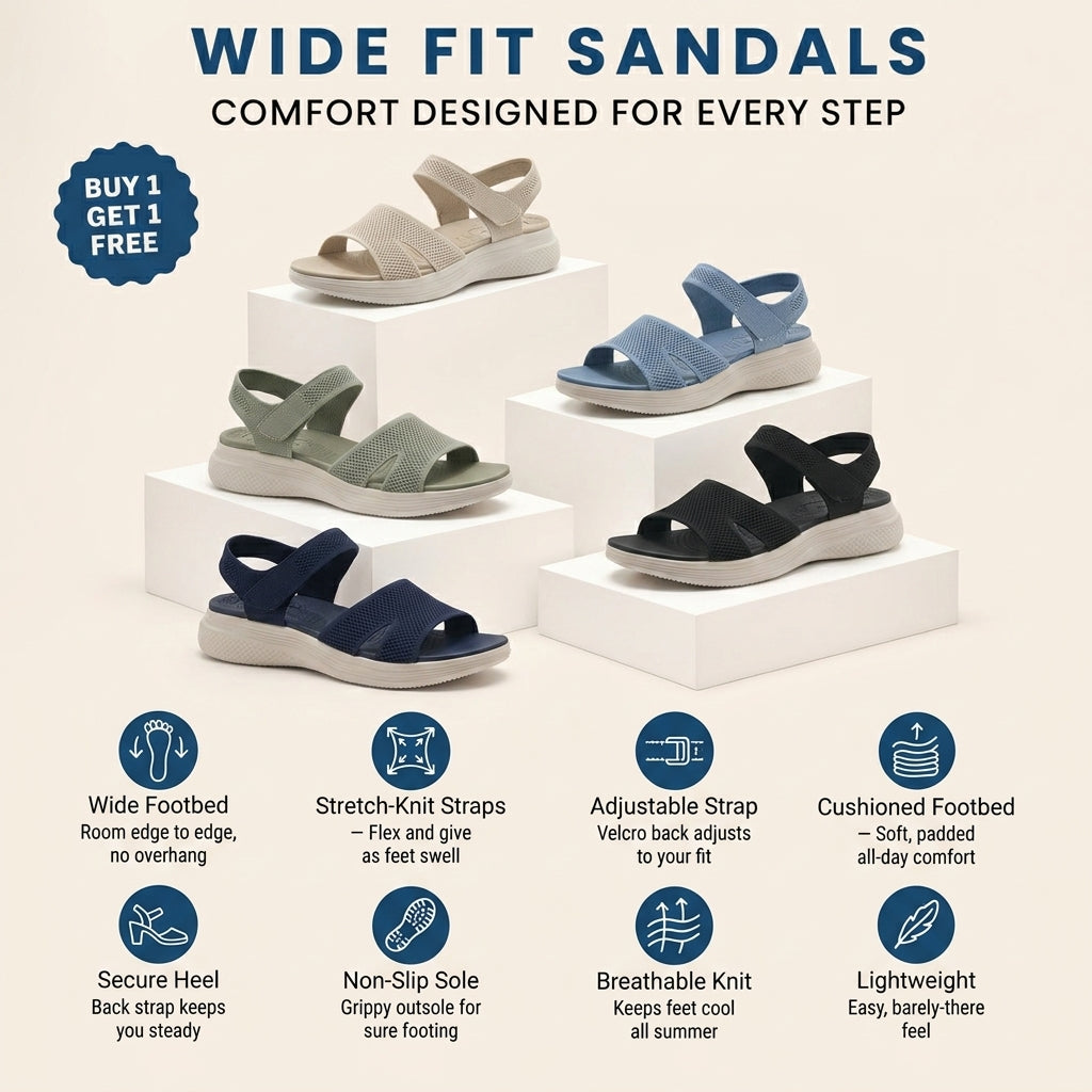 Ambyla Wide & Stretch Walking Sandals