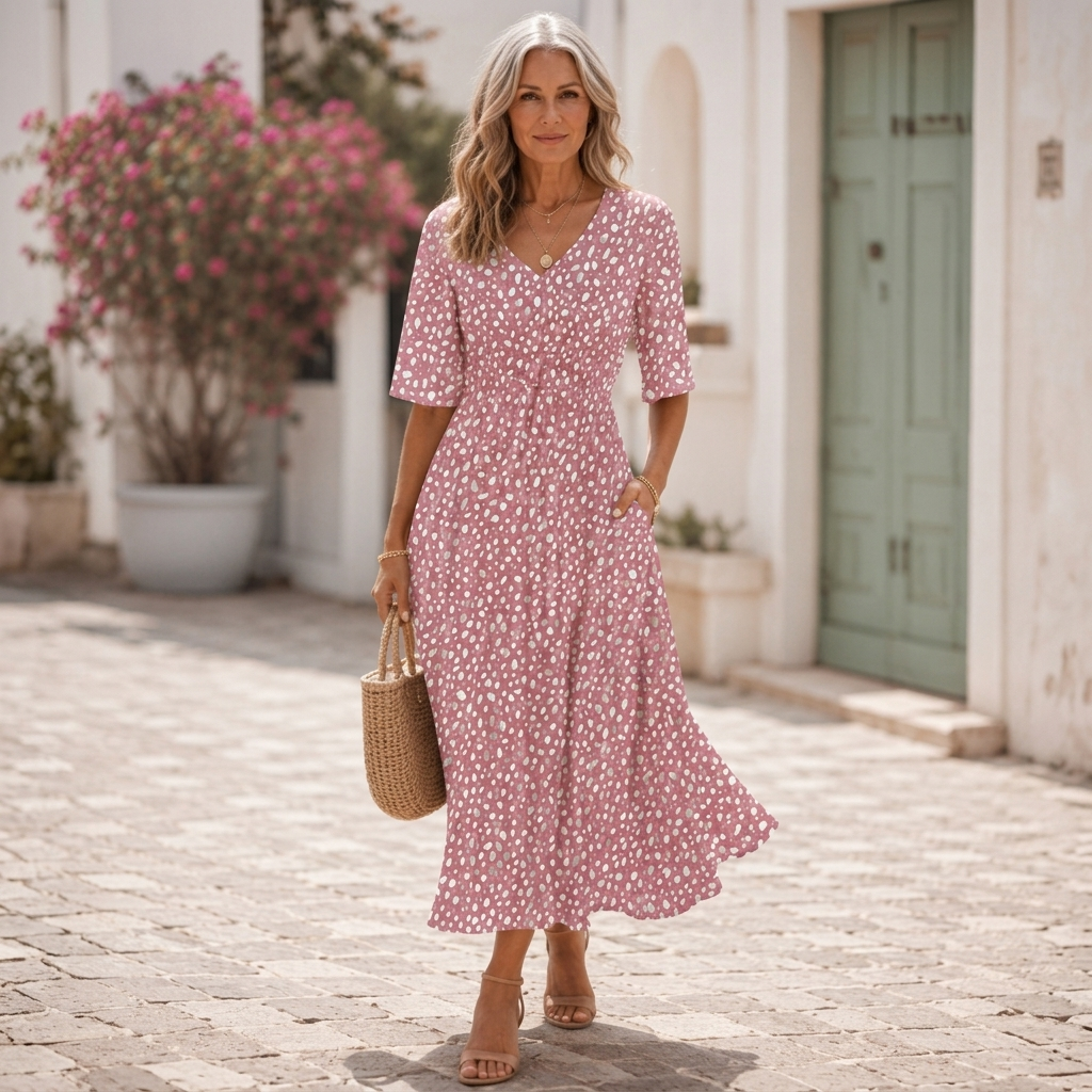 Francesca | Elegant Midi Dress with Tummy Concealing Design