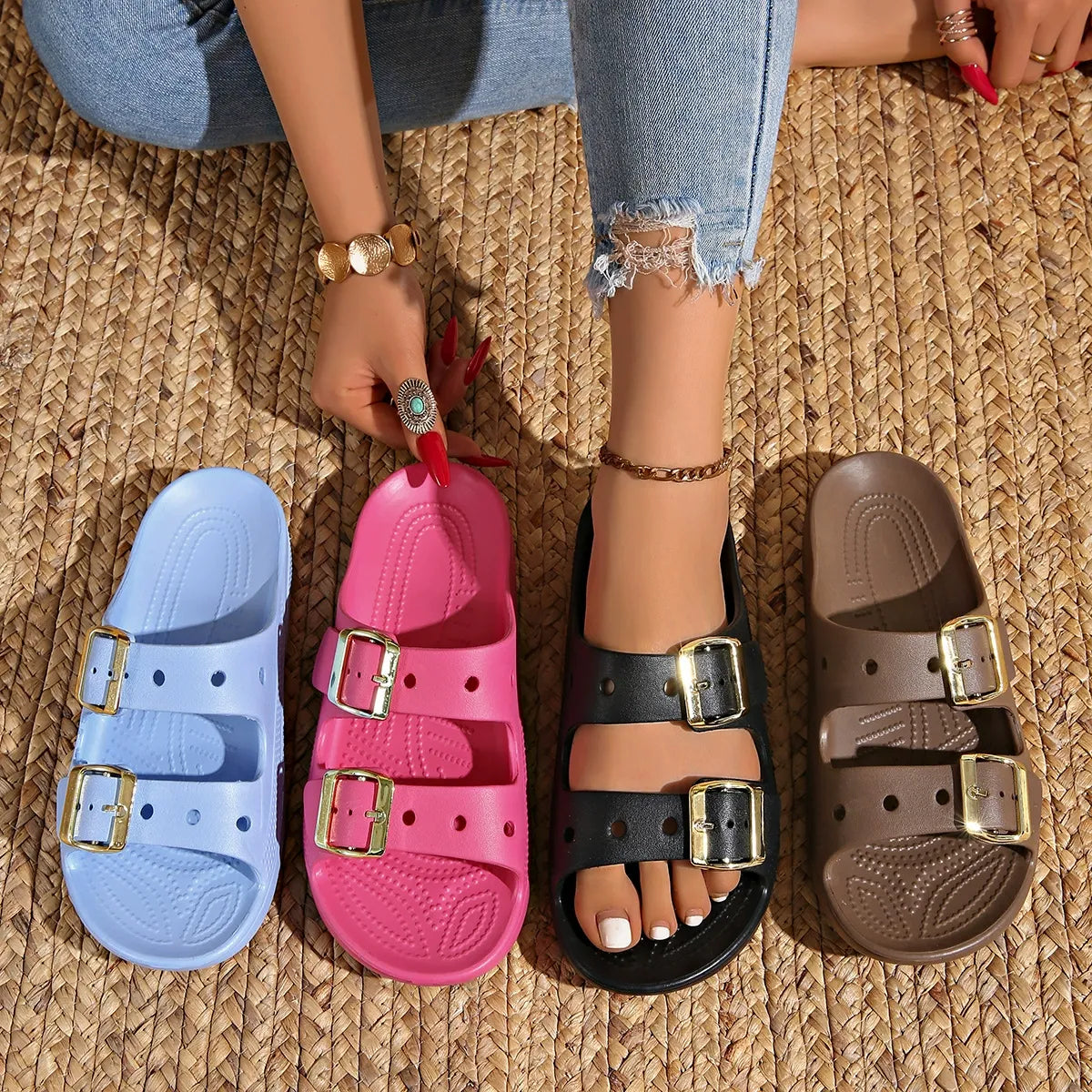 Saturday Double Buckle Slides
